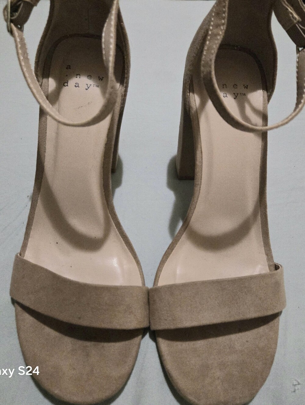 A new day Taupe Suede 4" Block Heel Sandals with Ankle Strap